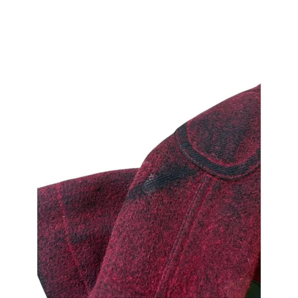Burberry Girls Wool Blend Pea Coat size 8 Y Toggle Closure Red Nova Check Lined